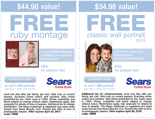 FREE Montage Or Wall portrait at Sears Portrait Studio
