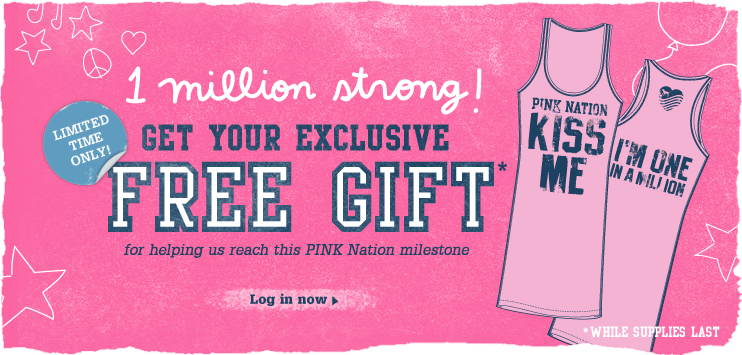 Pink Nation 1 Million Strong FREE Tank Top For Pink Nation Members