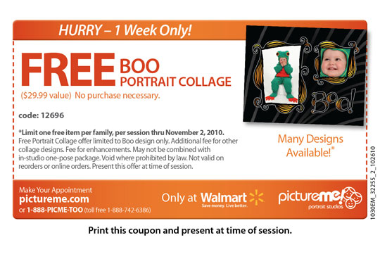 Picture FREE Boo Portrait Collage at PictureMe Portrait Studios at Walmart ($29.99 Value)