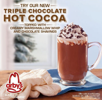 FREE Triple Chocolate Hot Cocoa at Arbys arbysfs FREE Triple Chocolate Hot Cocoa at Arbys