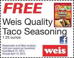 Weis Taco Seasoning FREE Taco Seasoning Mix at Weis Stores