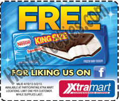 Xtramart Nestle Coupon FREE King Size Nestle Ice Cream Sandwich at Xtra Mart