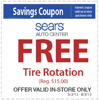 Sears Tire Rotation Coupon FREE Tire Rotation at Sears Auto Center